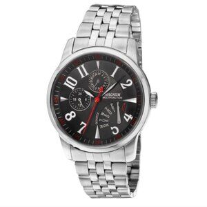 Magnum Multifunction Watch Day Date 24H Black Dial Stainless Steel Bracelet New